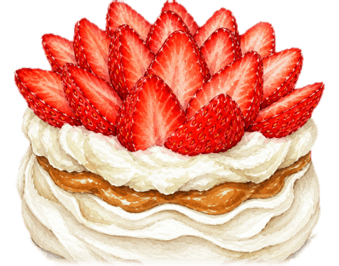 Pavlova Le Pavlove con merengue, crema y fresas frescas